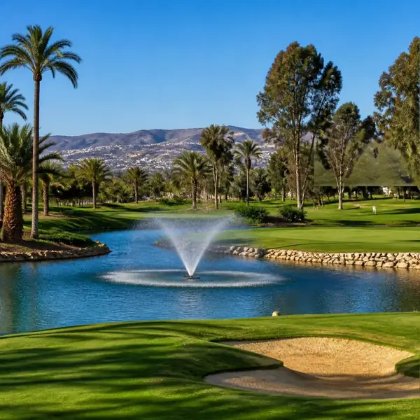Campo de golf con lago y fuente, Agadir