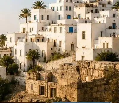 Casas blancas de la medina de Tánger